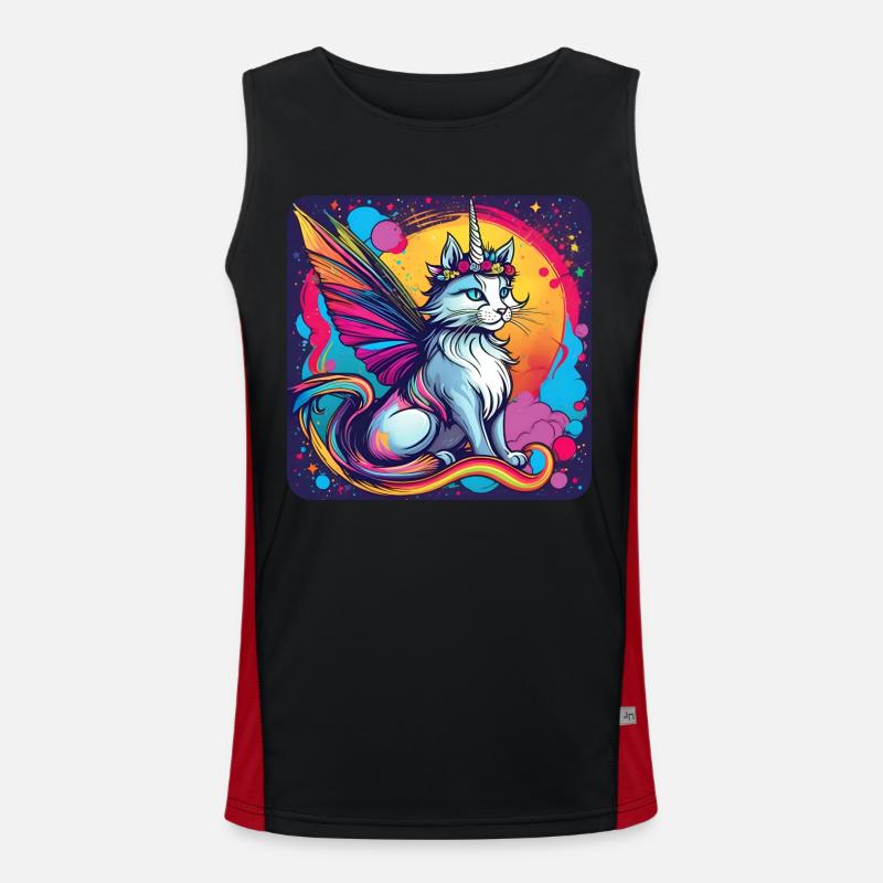Chat licorne mignon avec des ailes de papillon Débardeur respirant contrasté Homme 
