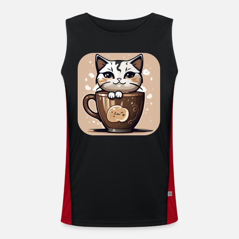Chat de café mignon Débardeur respirant contrasté Homme 