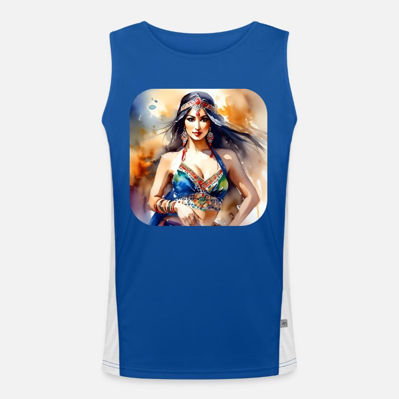 Mystical oriental belly dancer Men's Functional Contrast Tank Top 
