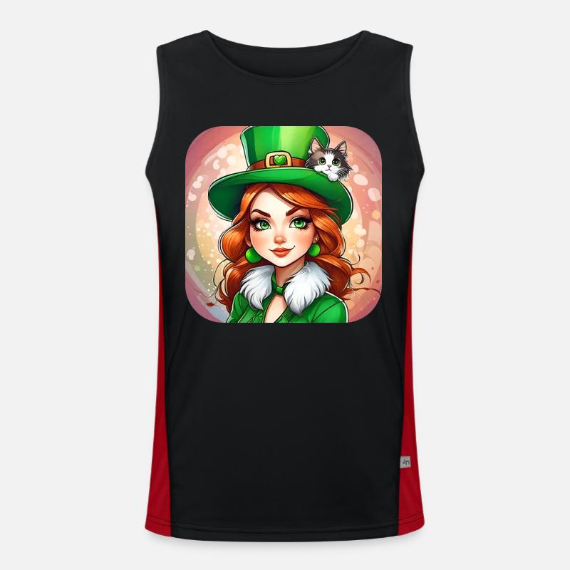 Leprechaun de la Saint-Patrick avec chat Débardeur respirant contrasté Homme 