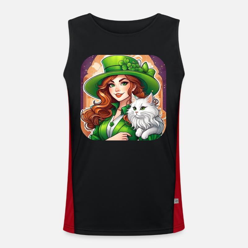 Leprechaun de la Saint-Patrick avec chat Débardeur respirant contrasté Homme 