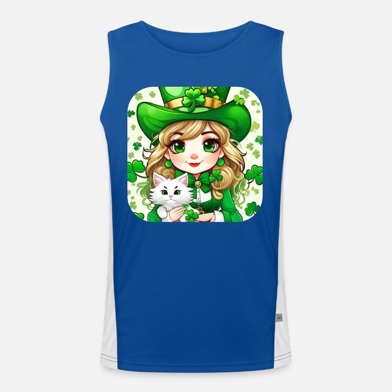 Leprechaun de la Saint-Patrick avec chat Débardeur respirant contrasté Homme 