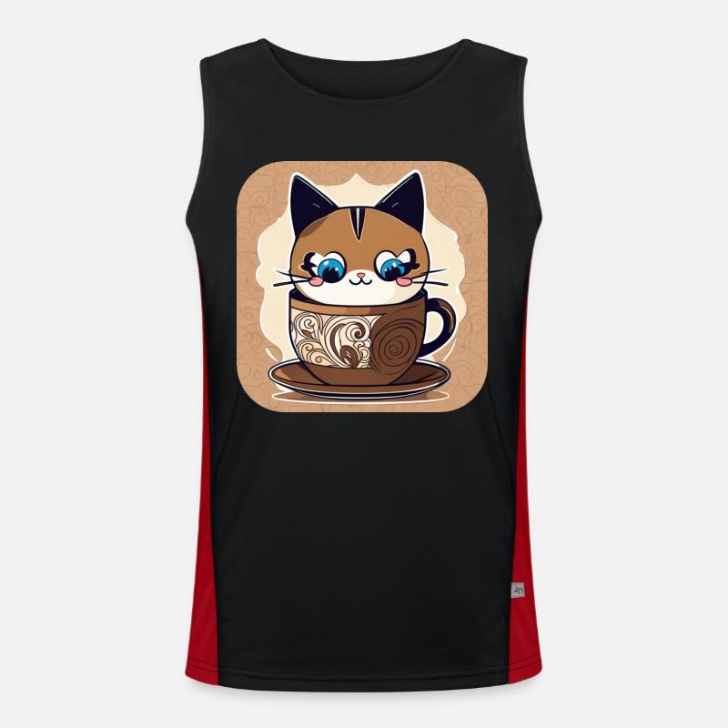Chat de café mignon Débardeur respirant contrasté Homme 