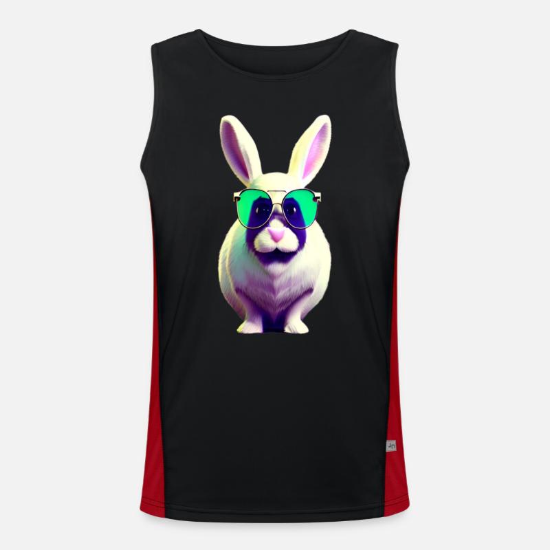cool rabbit with sunglasses - Men's Functional Contrast Tank Top  - black/red