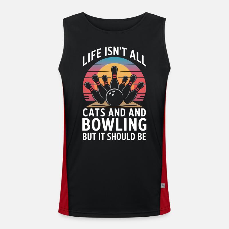 Bowling Saying Cats Funny Bowling Gift Men's Functional Contrast Tank Top 