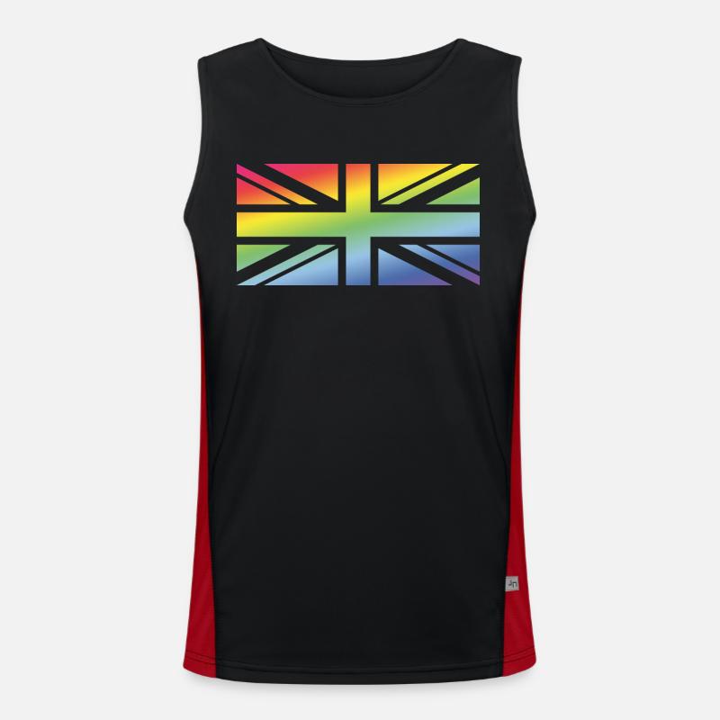 Union Jack / Rainbow Flag (Great Britain / UK) Men's Functional Contrast Tank Top 