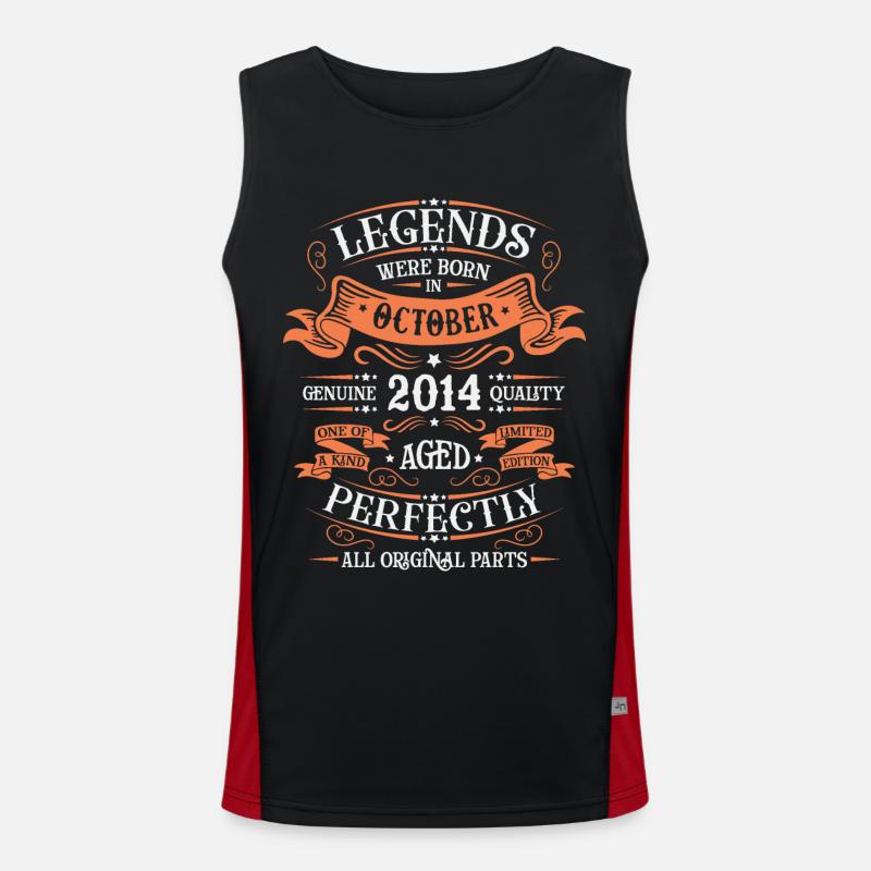 Legends Are Born In October 2014 Gift Men's Functional Contrast Tank Top 