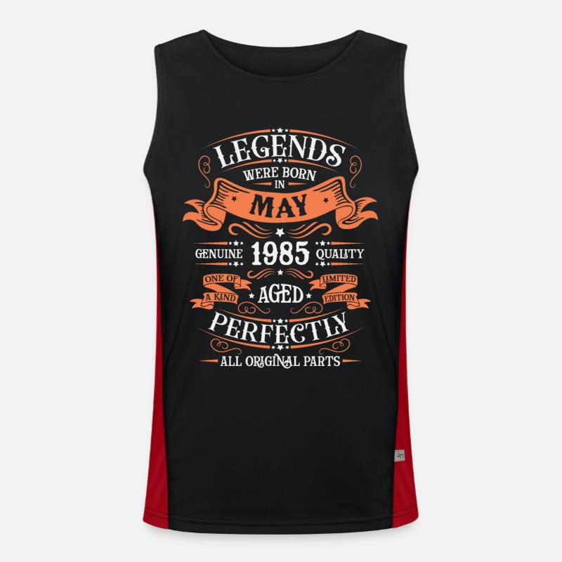 Vintage Flourish Birthday Gift May 1985 Men's Functional Contrast Tank Top 
