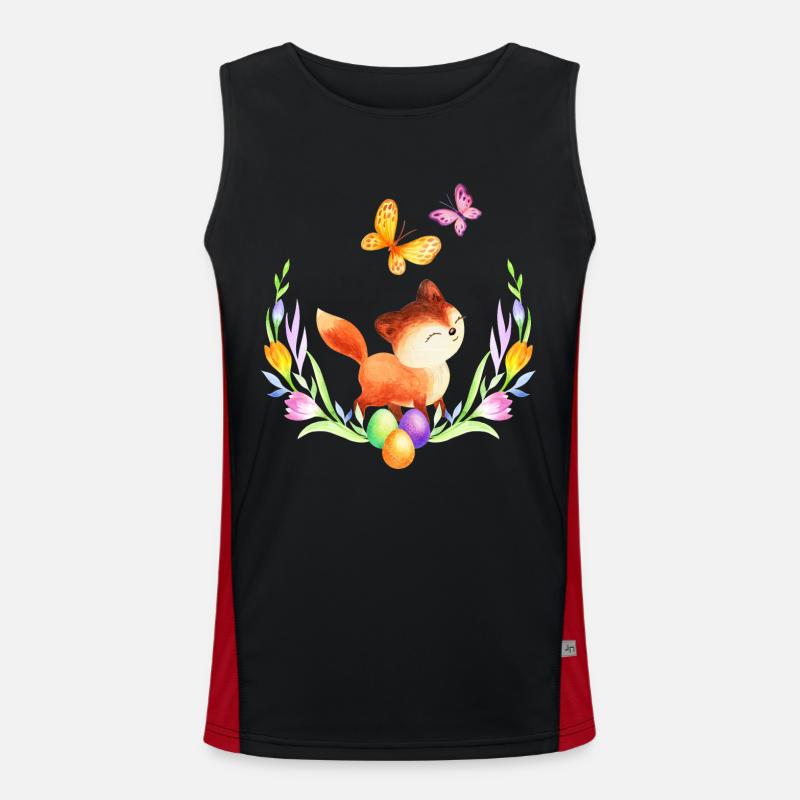 Easter fox spring spring flowers nature spring Men's Functional Contrast Tank Top 