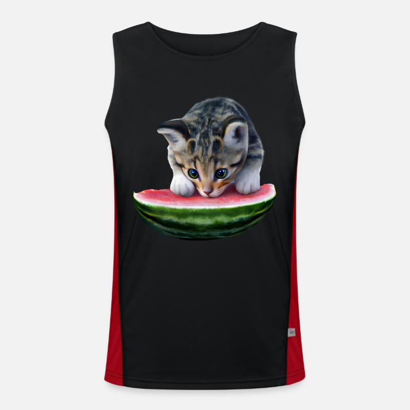 Chat et pastèque Débardeur respirant contrasté Homme 