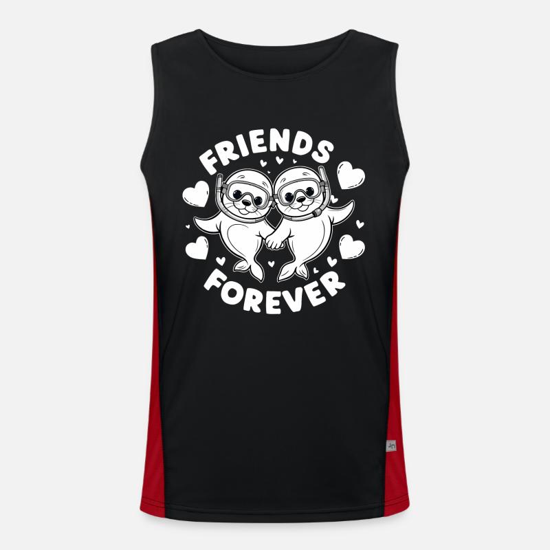 Two Funny Seals Seals Friends Forever Men's Functional Contrast Tank Top 