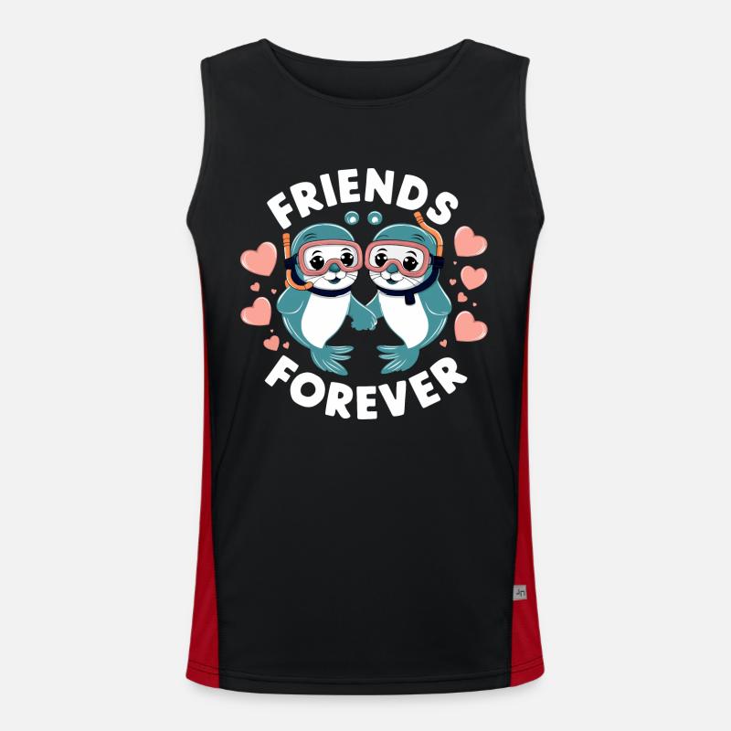 Two Funny Seal Friends Forever Men's Functional Contrast Tank Top 