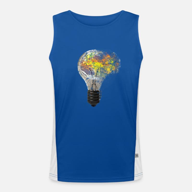 Exploding light bulb bulb lamp earth world Men's Functional Contrast Tank Top 