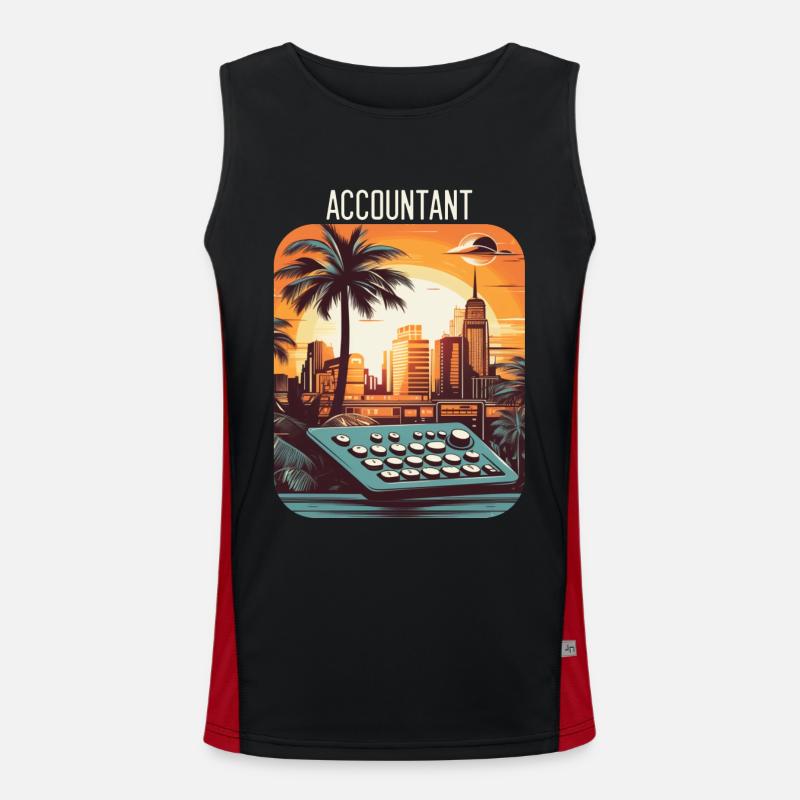 Comptable Vintage Sunset Comptabilité Graduation Débardeur respirant contrasté Homme 