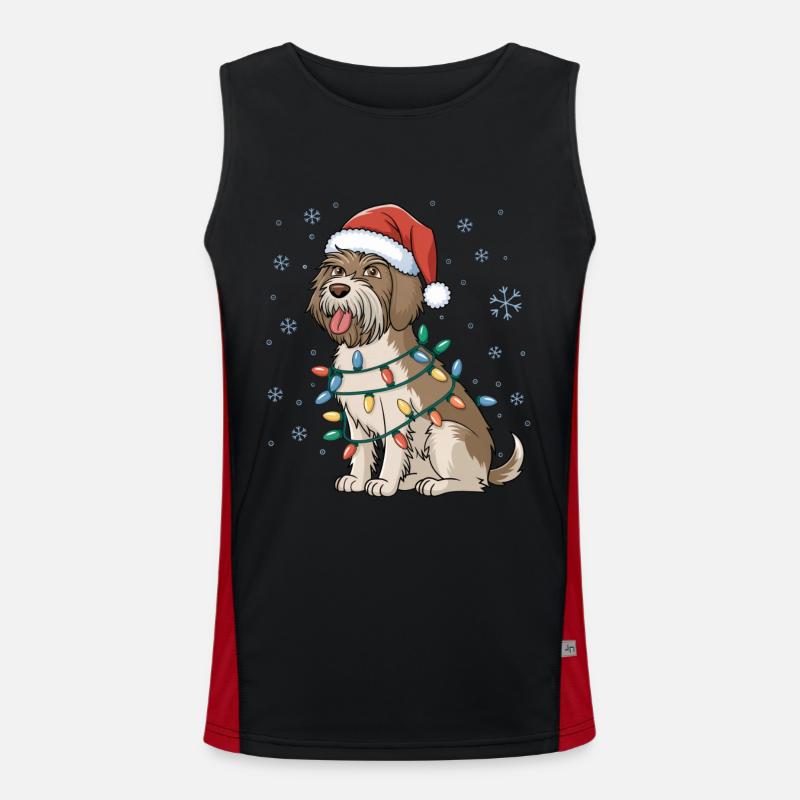 Wirehaired Pointing Griffon Christmas Lights Xmas Funktionelles Kontrast-Tank Top für Männer 