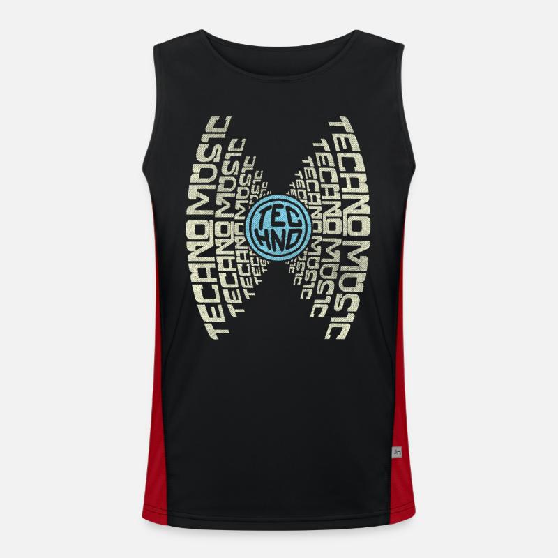 GIVE ME TECHNO MUSIC | Text Grafik Techno Shirt Funktionelles Kontrast-Tank Top für Männer 