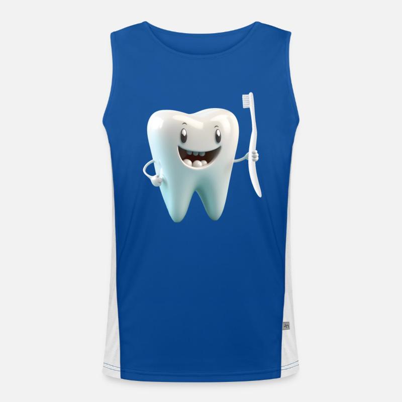 Happy Smiling Molar molar molar avec brosse à dents Débardeur respirant contrasté Homme 