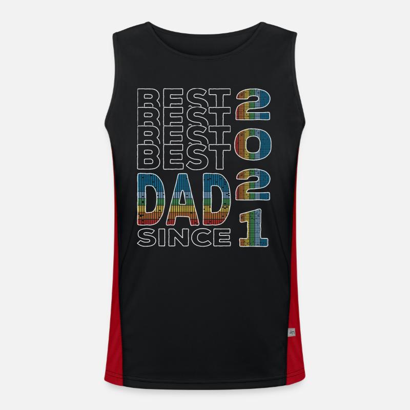 Bester Papa der Welt seit 2021 Vatertag Geburtstag Funktionelles Kontrast-Tank Top für Männer 