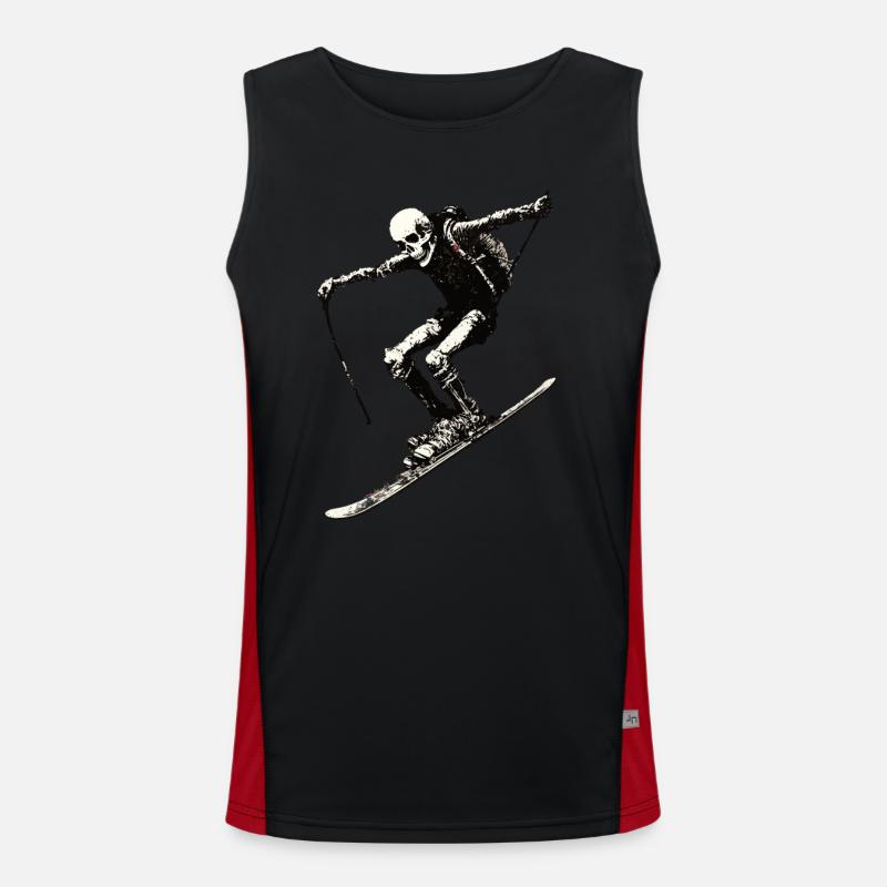 Graffiti Skelett auf Snowboard Ski Funktionelles Kontrast-Tank Top für Männer 