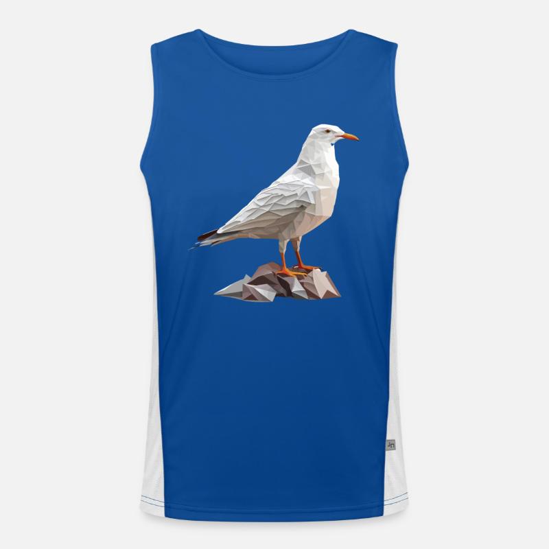 Polygon Möwe auf Felsen Funktionelles Kontrast-Tank Top für Männer 