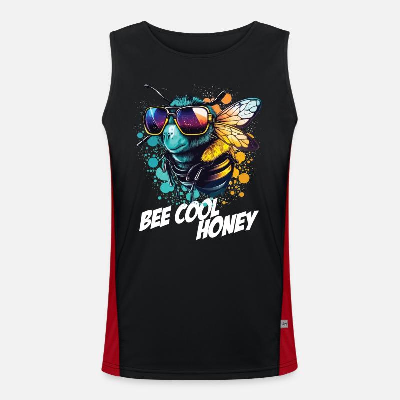 Graffiti bumblebee with sunglasses Bee Cool Honey Men's Functional Contrast Tank Top 