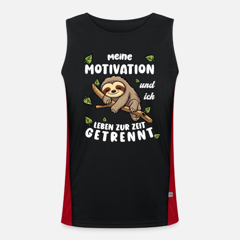 Faultier Lustiger Spruch: Meine Motivation und ich Funktionelles Kontrast-Tank Top für Männer 