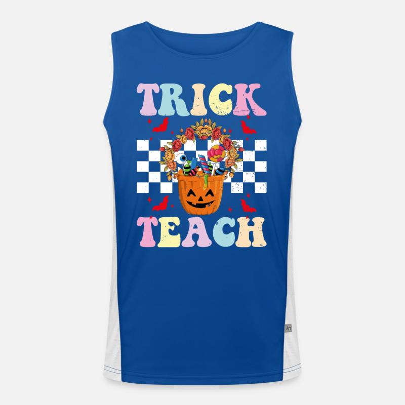 Trick or teach funny halloween teacher Débardeur respirant contrasté Homme 