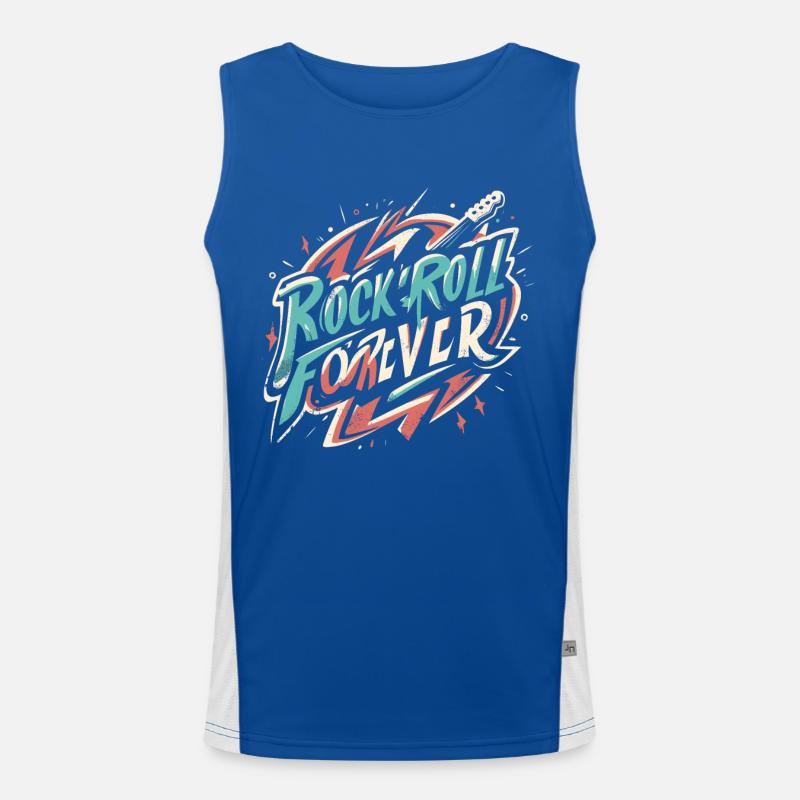 Rock n Roll forever Vintage Logo Funktionelles Kontrast-Tank Top für Männer 