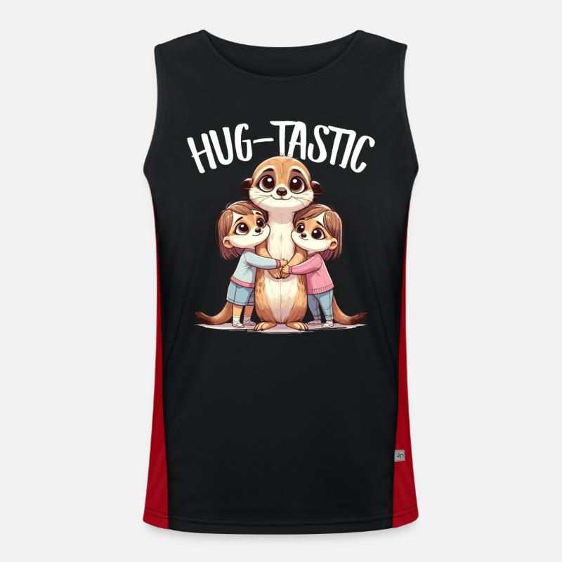 Hug-Tastic Erdmännchen Mama Kinder umarmen Liebe Funktionelles Kontrast-Tank Top für Männer 