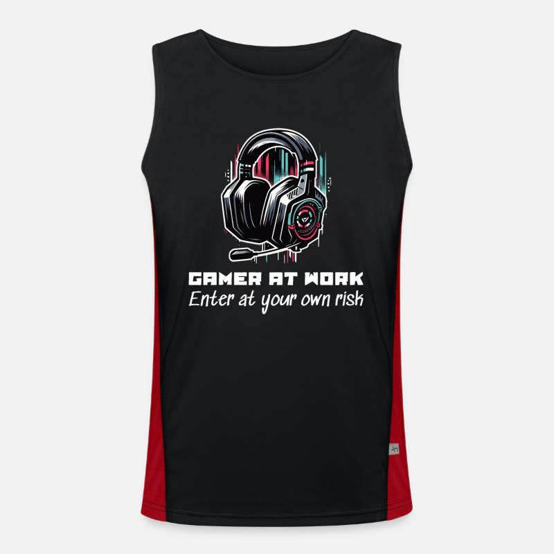 Gamer at work Enter at your own risk Beruf Arbeit Men's Functional Contrast Tank Top 