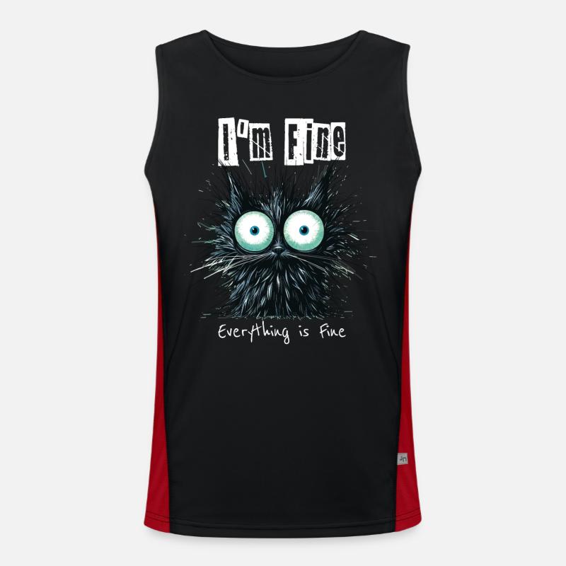 Zerzauste Katze I'm Fine Everything is Fine Funktionelles Kontrast-Tank Top für Männer 