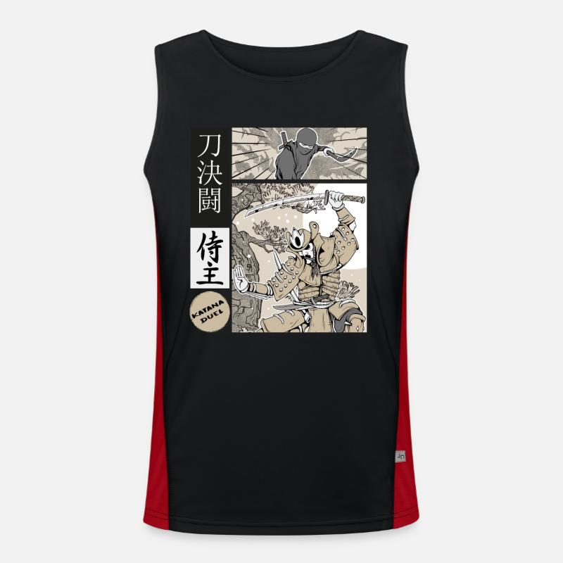 Samurai Katana Duel vs Ninja - Men's Functional Contrast Tank Top  - black/red