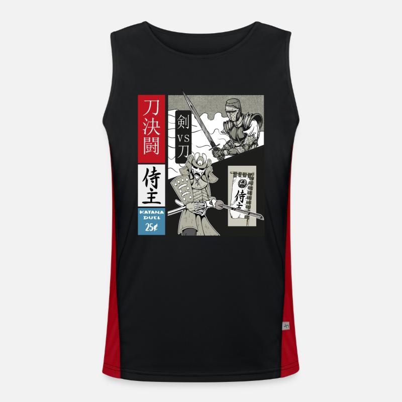 Samurai Duel Katana vs. Épée Lourde Débardeur respirant contrasté Homme 