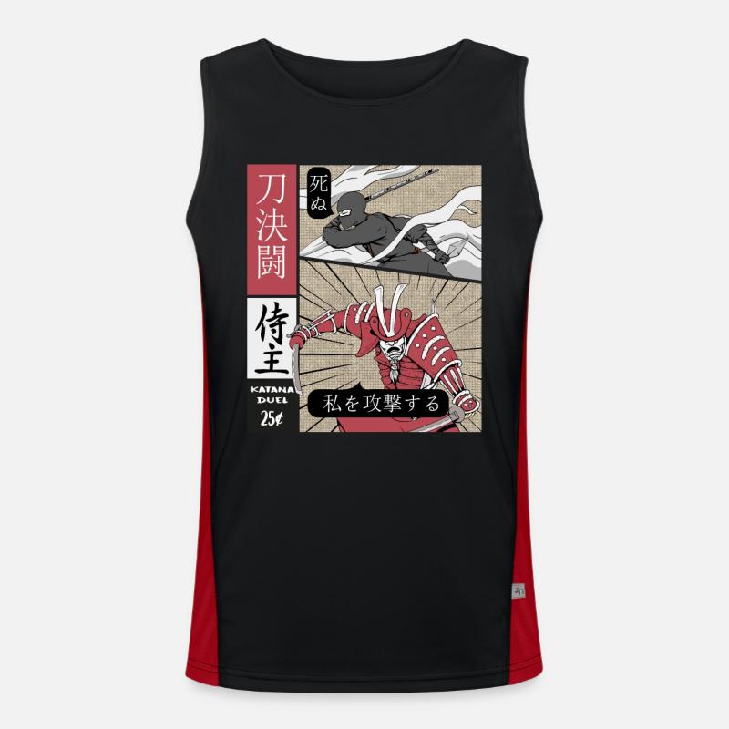 Katana Duel Ninja vs Samurai - Men's Functional Contrast Tank Top  - black/red