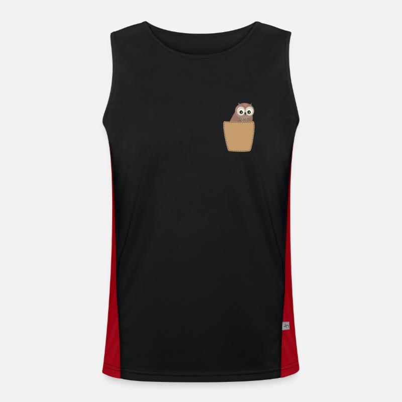 Eule in Brusttasche Funktionelles Kontrast-Tank Top für Männer 