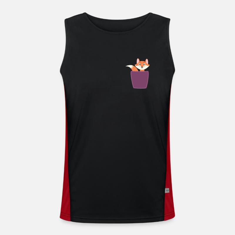 Fuchs in Brusttasche Funktionelles Kontrast-Tank Top für Männer 