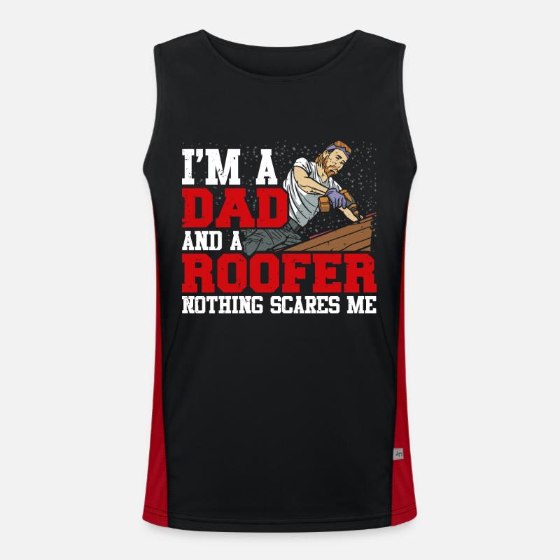 Funny Roofer Carpenter Occupation Dad Dad Men's Functional Contrast Tank Top 