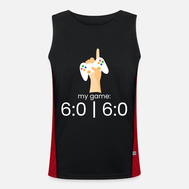 my game: 6:0 | 6:0 - Men's Functional Contrast Tank Top  - black/red