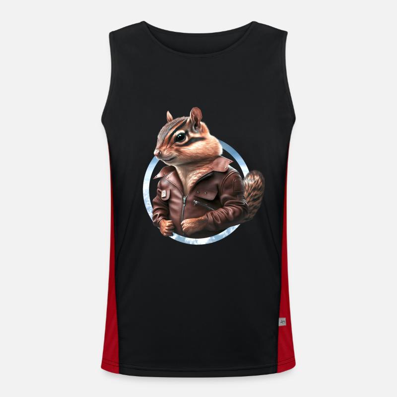 Chipmunks Captain Leather Jacket Pilot - Men's Functional Contrast Tank Top  - black/red