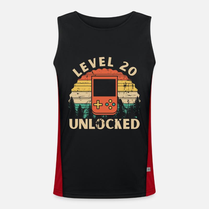 Level 20 Unlocked - Men's Functional Contrast Tank Top  - black/red