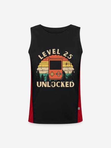Level 25 Unlocked - Débardeur respirant contrasté Homme - noir/rouge