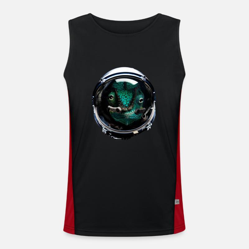 Astronaut Chameleon Reptile Keeper Outer Space Men's Functional Contrast Tank Top 