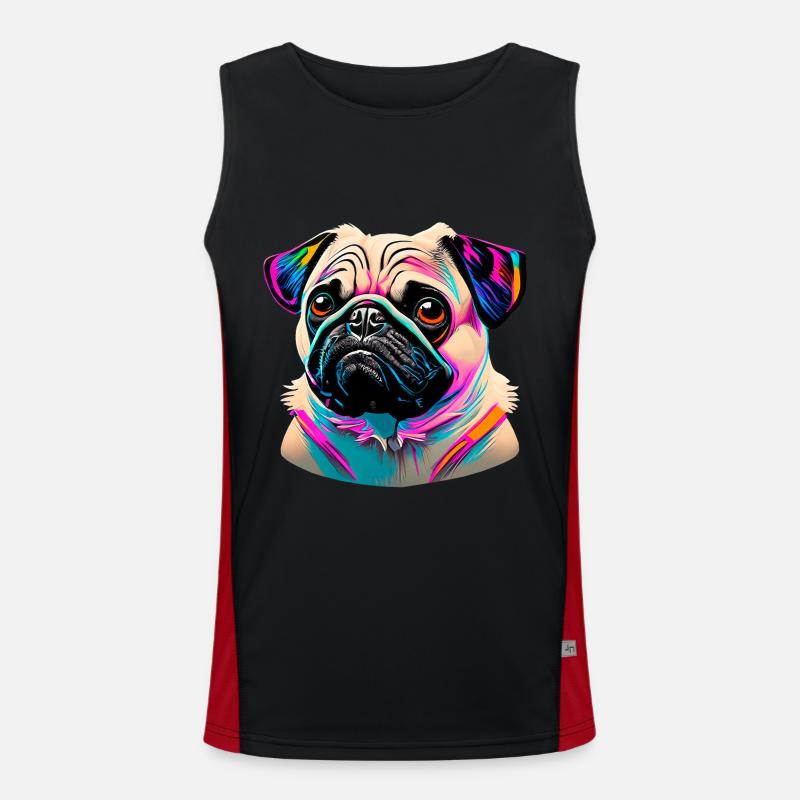 Pug Head Pug Graffiti - Men's Functional Contrast Tank Top - black/red