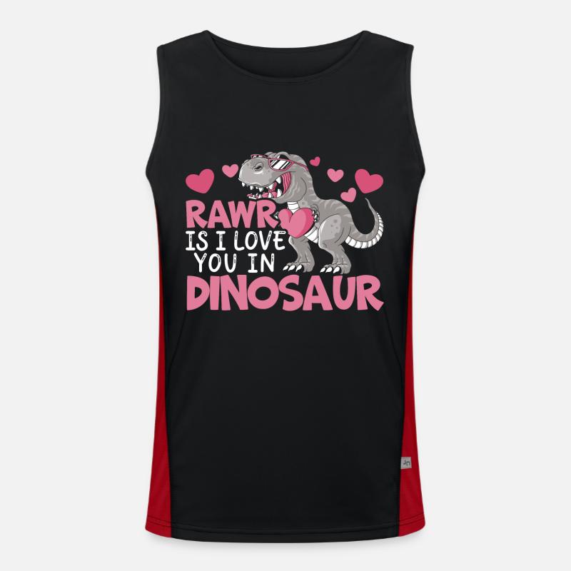 Saint-Valentin Dinosaure T-Rex 14 février Dino Débardeur respirant contrasté Homme 