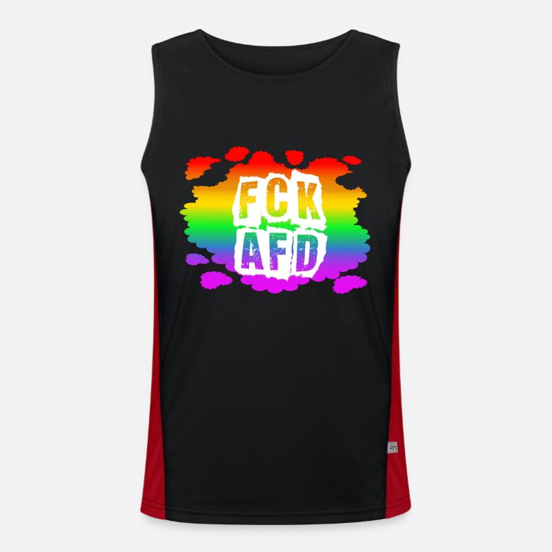 Stop AfD against right, democracy, diversity, left Men's Functional Contrast Tank Top 