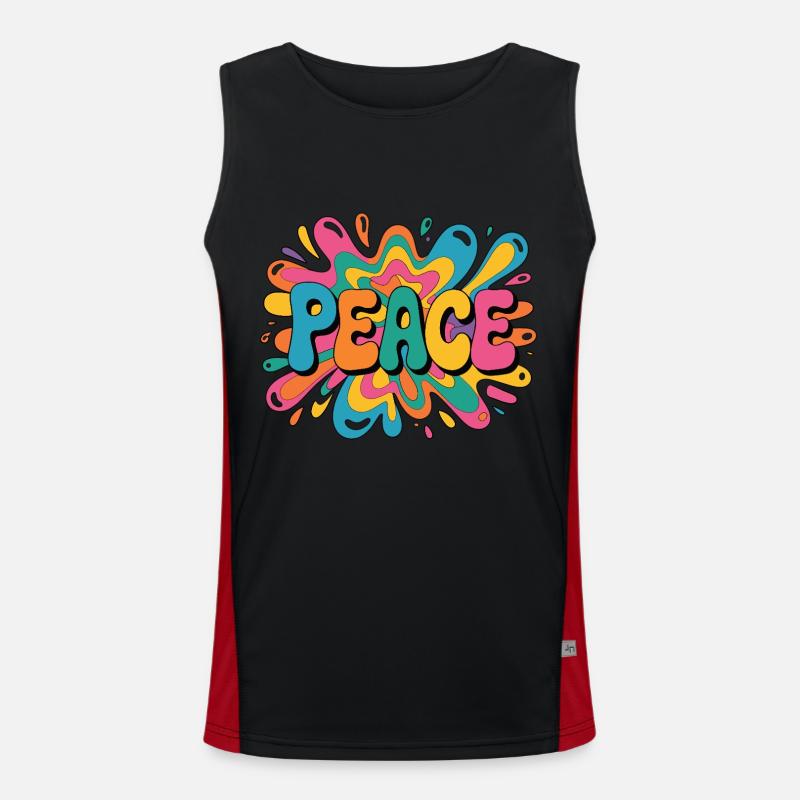 Peace 1960s psychedelic pop-art design Funktionelles Kontrast-Tank Top für Männer 