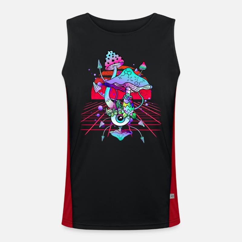 Vaporwave Magic Mushrooms Psychedelic Mushrooms Men's Functional Contrast Tank Top 