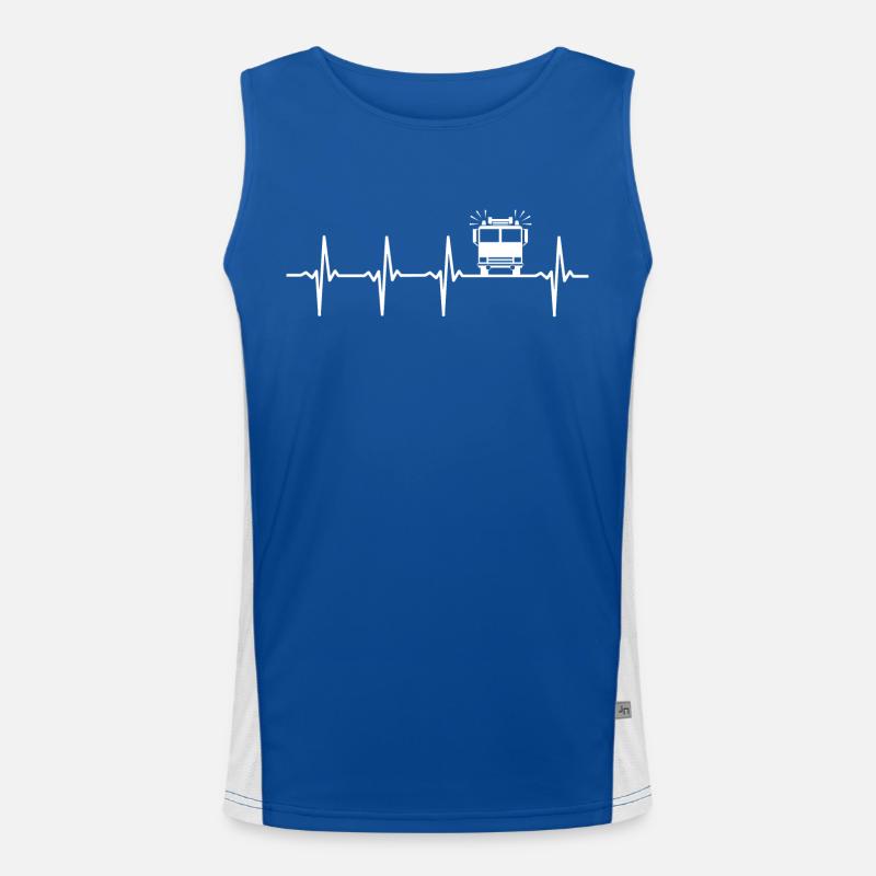 Firefighter heartbeat fire engine Men's Functional Contrast Tank Top 