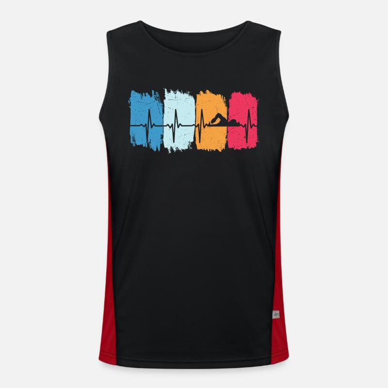 Float retro heartbeat swim - Men's Functional Contrast Tank Top  - black/red
