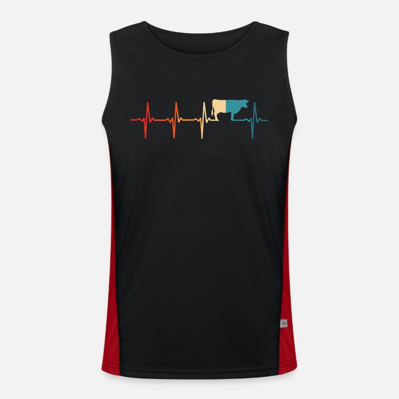 Kuh retro Herzschlag Bauer Kühe Funktionelles Kontrast-Tank Top für Männer 